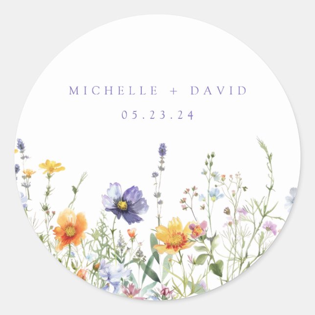 Sticker Rond Mariage de champ fleur sauvage (Devant)