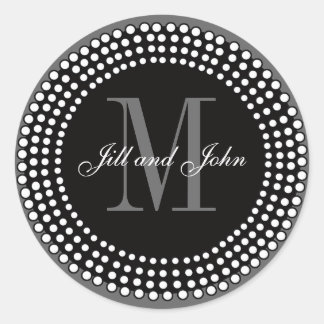 Sticker Rond Mariage de charbon Personnalisé Monogramme & Noms 