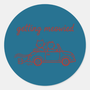 Sticker Rond Mariage de chat mignon mariée marié drôle longue