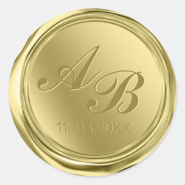 Sticker Rond Mariage de cire or Monogram (Devant)