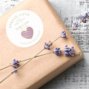 Sticker Rond Mariage de coeur mauve personnalisé mains