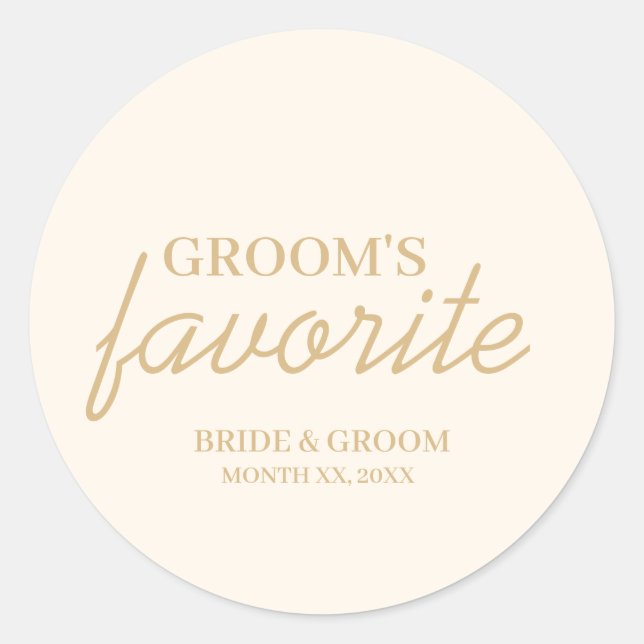 Sticker Rond Mariage de collations favori de Cream and Gold Gro (Devant)