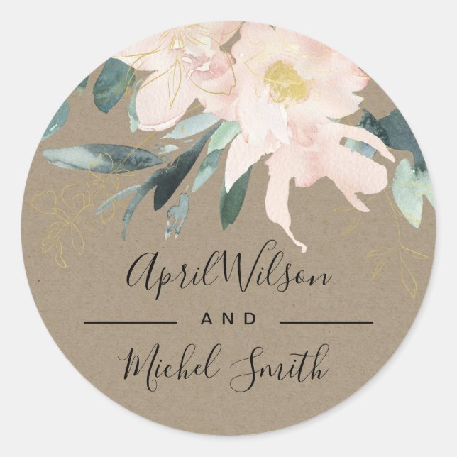 Sticker Rond Mariage DE COULEUR D'EAU FLORALE DE LA BUNCH ROUGE (Devant)