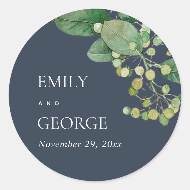 STICKER ROND MARIAGE DE COULEUR D'EAU VERTE DE LA MARINE FOLIAG (Devant)