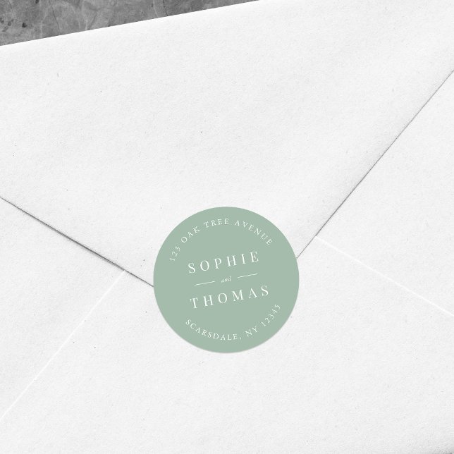 Sticker Rond Mariage de couleur modifiable Adresse de retour mo (Créateur téléchargé)