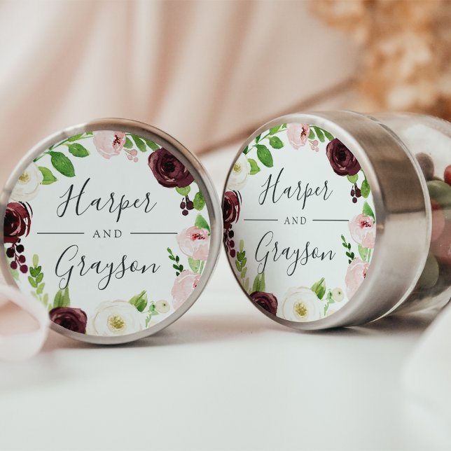 Sticker Rond Mariage de couronne Blush Romance (Créateur téléchargé)