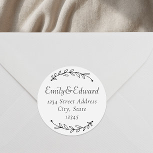 Sticker Rond Mariage de couronne botanique Adresse de retour