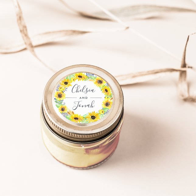 Sticker Rond Mariage de couronne de fleurs (Créateur téléchargé)