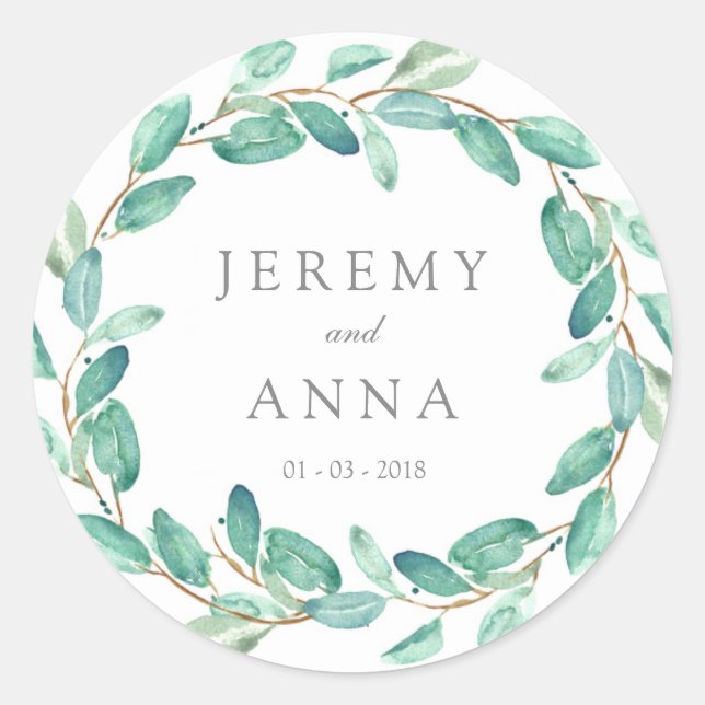 Sticker Rond Mariage de couronne verte - feuille (Devant)