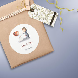 Sticker Rond Mariage de danse de mariée mignonne
