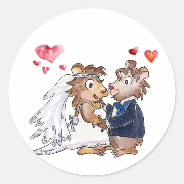 Sticker Rond Mariage de dessin animé Couple (Devant)