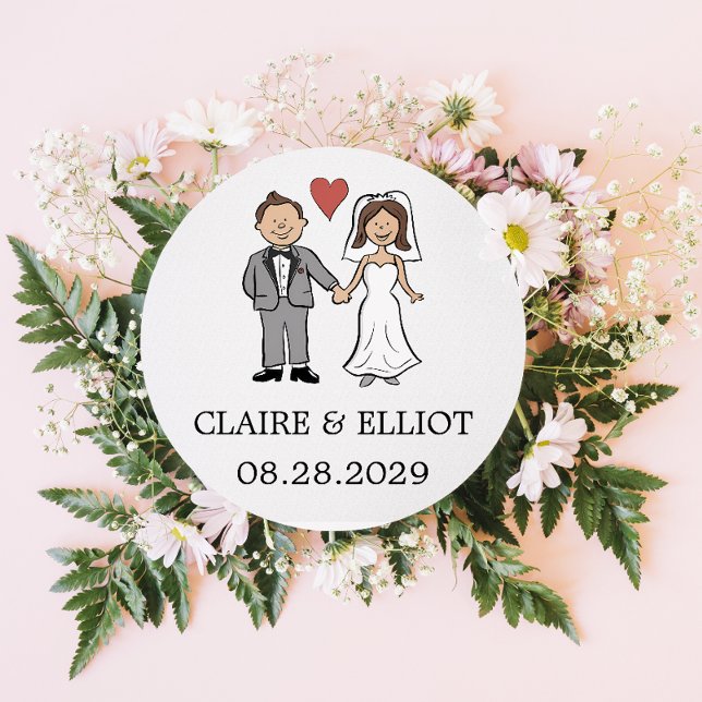 Sticker Rond Mariage de dessin simple (Créateur téléchargé)