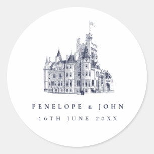 Sticker Rond Mariage de destination élégant dans un château vin