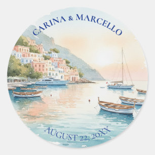 Sticker Rond Mariage de destination en Italie sur la Côte d'Ama