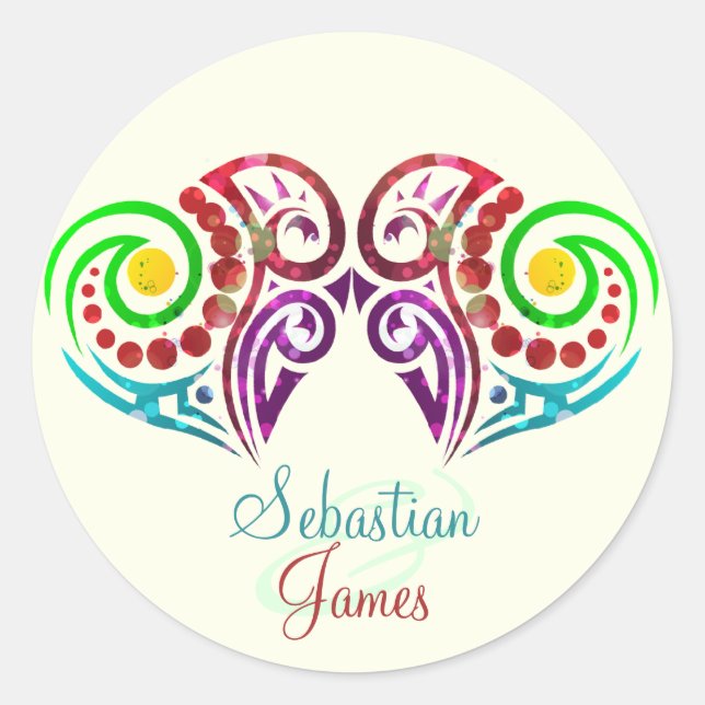 Sticker Rond Mariage de deux coeurs (Devant)