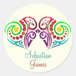 Sticker Rond Mariage de deux coeurs