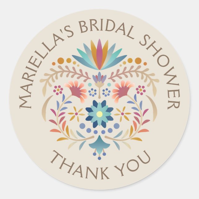 Sticker Rond Mariage de douche d'anniversaire Fiesta Boho (Devant)