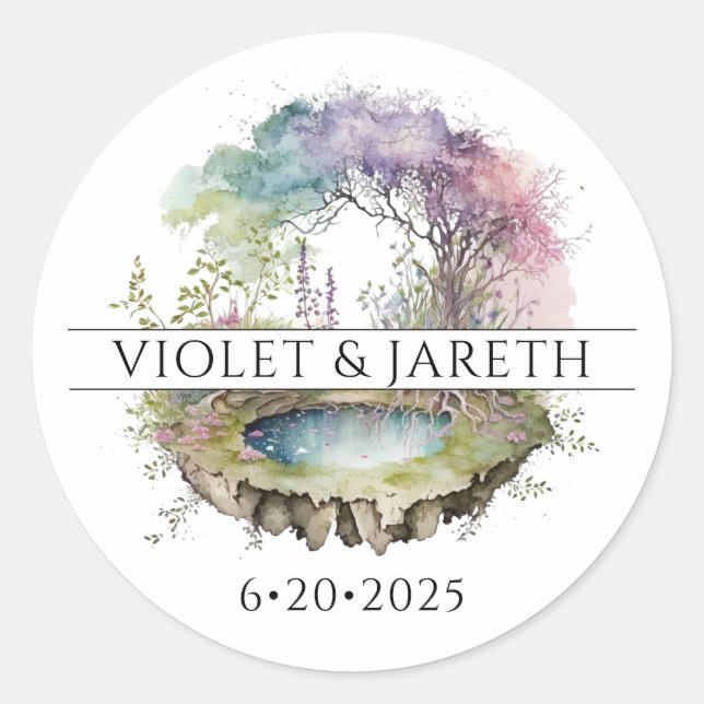 Sticker Rond Mariage de Fairytale des bois enchantés (Devant)