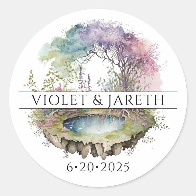 Sticker Rond Mariage de Fairytale des bois enchantés (Devant)