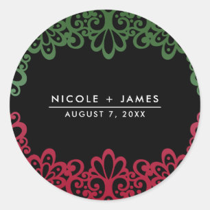 Sticker Rond Mariage de fiesta vert et rouge
