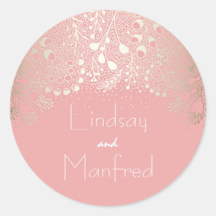 Sticker Rond Mariage de filigrane rose et or