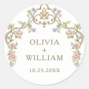 Sticker Rond Mariage de fleurs de Bohême Vintages