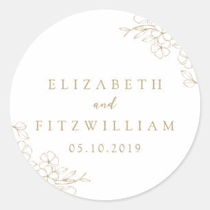 Sticker Rond Mariage de fleurs de cerisier en or simple main