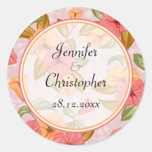 Sticker Rond Mariage de fleurs de printemps rose