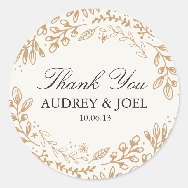 Sticker Rond Mariage de fleurs de récolte (Devant)