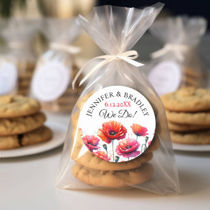 Sticker Rond Mariage de fleurs de Red Poppies