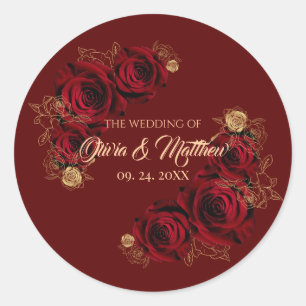 Sticker Rond Mariage de fleurs Red Roses