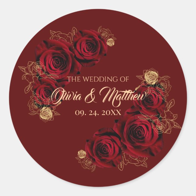 Sticker Rond Mariage de fleurs Red Roses (Devant)