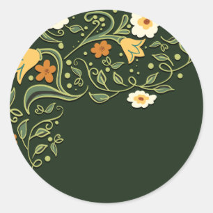 Sticker Rond Mariage de fleurs vertes