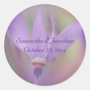 Sticker Rond Mariage de fleurs violettes pâles personnalisé