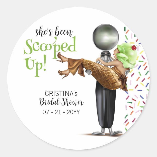 Sticker Rond Mariage de glace au chocolat Scooped Up (Devant)