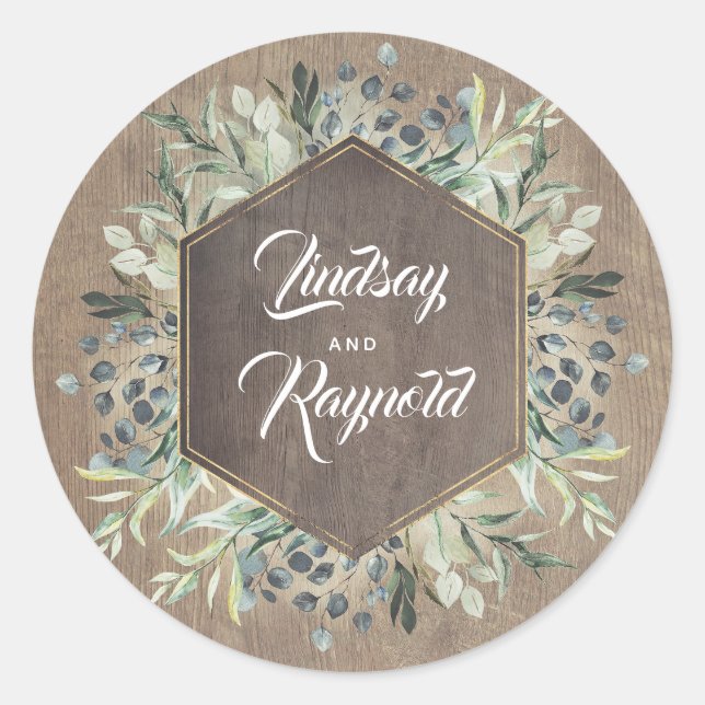 Sticker Rond Mariage de grange rustique (Devant)