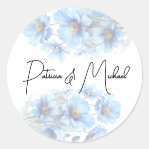 Sticker Rond Mariage de jardin fleuri de pavot de l'Himalaya bl