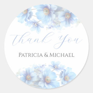 Sticker Rond Mariage de jardin fleuri de pavot himalayen bleu d