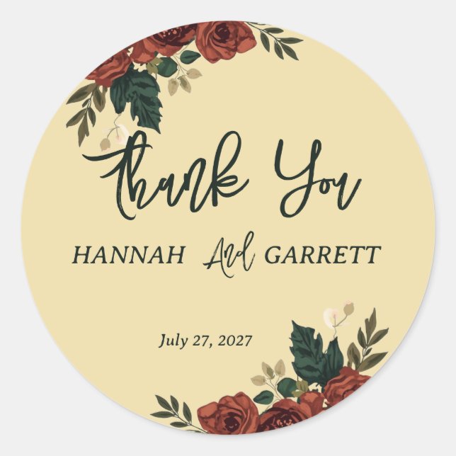 Sticker Rond Mariage de jardin romantique  (Devant)