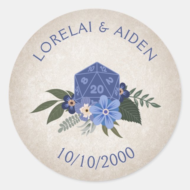 Sticker Rond Mariage de jeu de dés RPG (Devant)