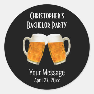 Sticker Rond Mariage de la fête de bachelor Favor Bière Cheers