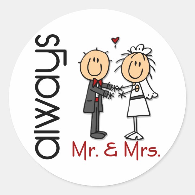 Sticker Rond Mariage de la figure M. Stick & Mme Toujours (Devant)