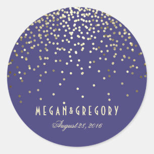 Sticker Rond Mariage de la Marine Gold Confetti
