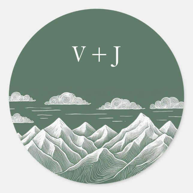 Sticker Rond Mariage de la montagne verte (Devant)