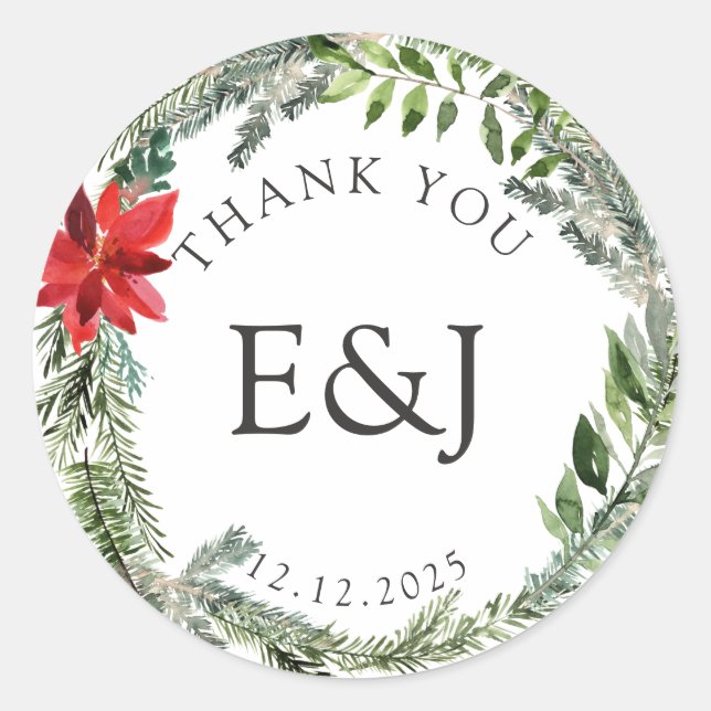 Sticker Rond Mariage de la saison de Noël (Devant)