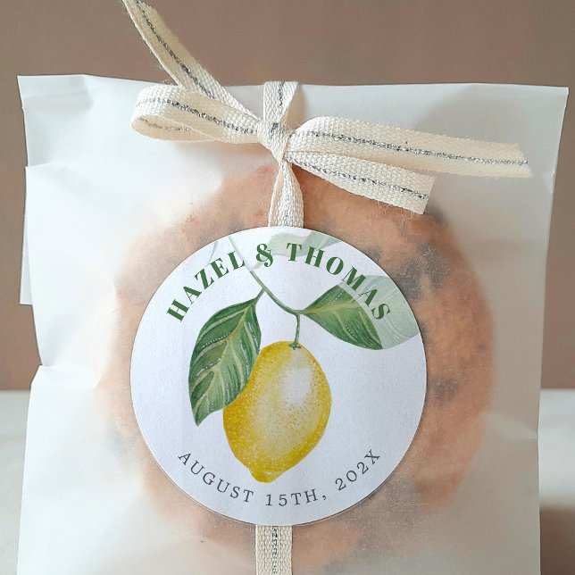 Sticker Rond Mariage de la saison du citron | Enregistrer la da (Créateur téléchargé)