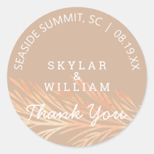 Sticker Rond Mariage de laiton Pampas Amande grillée Neutre