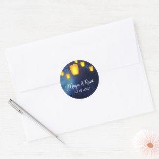 Sticker Rond Mariage de lanternes flottantes