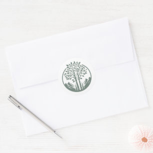 Sticker Rond Mariage de l'arbre d'aspect vert Sage