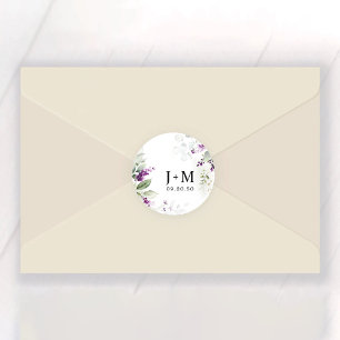 Sticker Rond Mariage de lavande vert pourpre